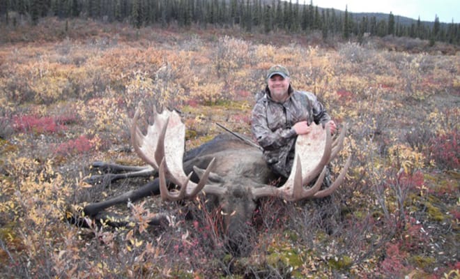 David Bernhardt with a moose he killed