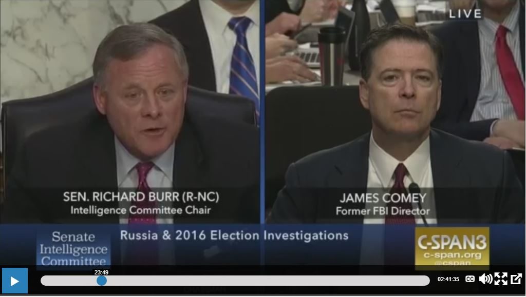 But Donald Trump IS Under Investigation James Comey testifies before the Senate.