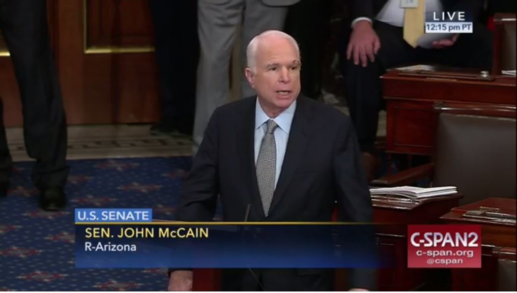 John McCain speaking on the senate floor.