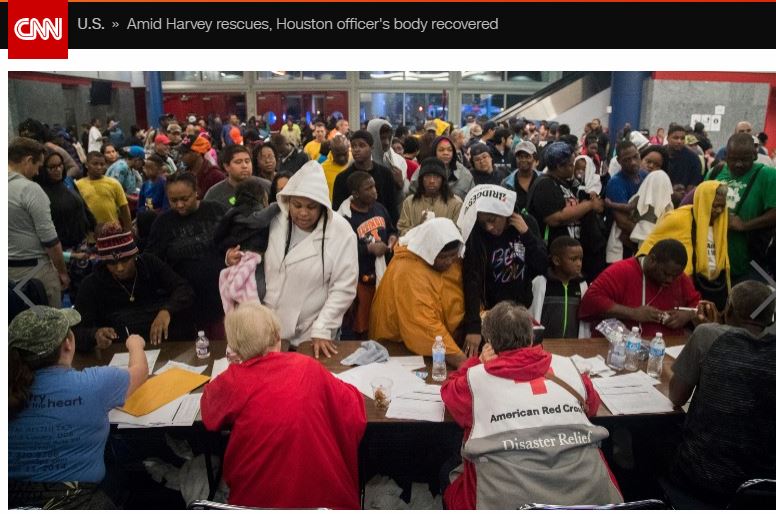 People at a hurricane shelter in Texas.