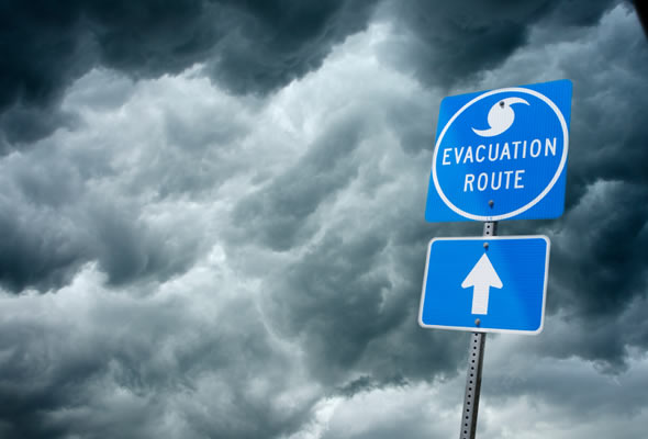 Hurricane evacuation route sign.