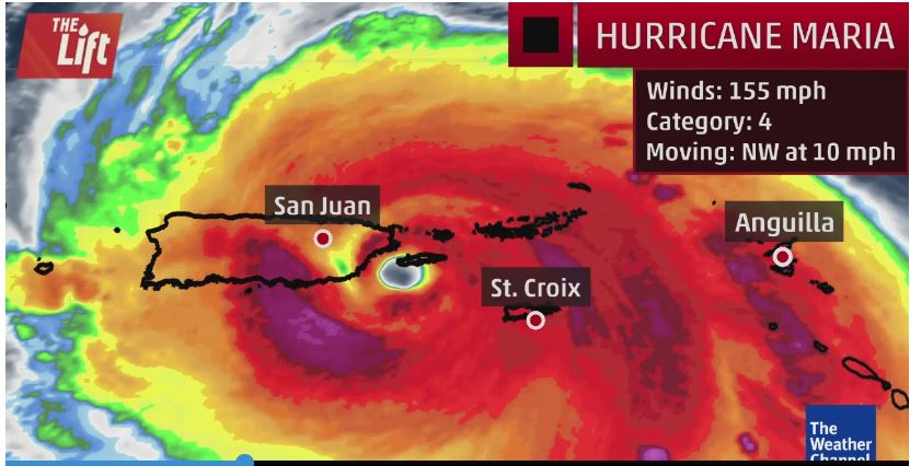 Satellite image of Hurricane Maria.
