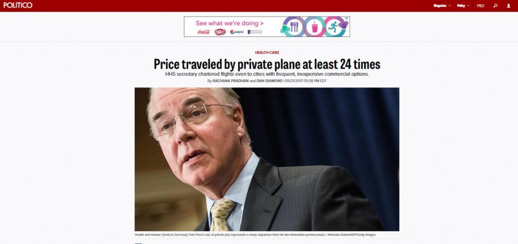 Tome Price on Politco.com