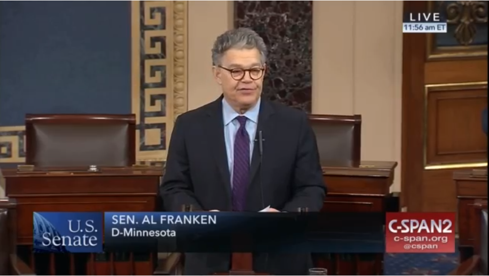 Al Franken's speaks at his resignation.