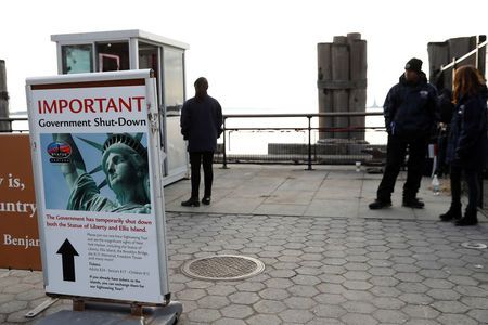 US Government: CLOSED! An entrance to the Statue of Liberty.