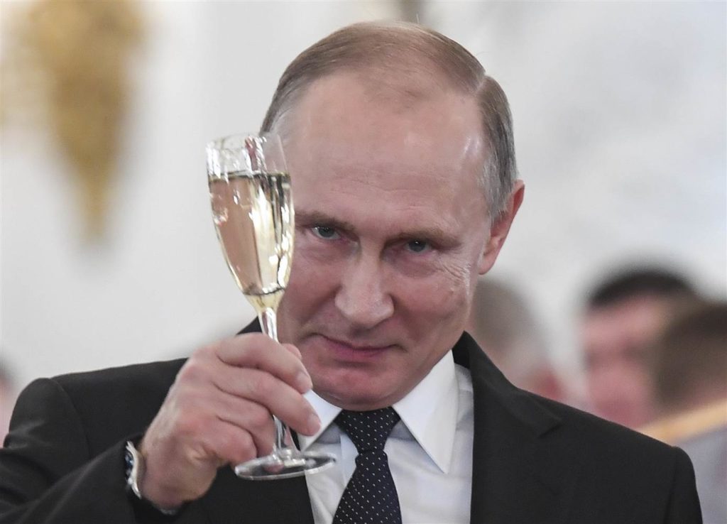 Four Years Later, Senators Say, ‘Yes, Trump Conspired With The Russians’ Trump Conspired With Russians: Putin giving a toast.