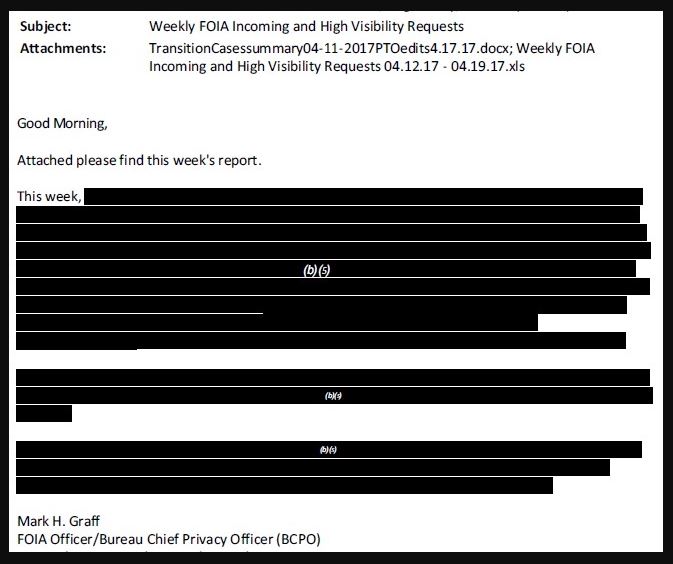 Interior Department Wants To Shut Down Public Information Access Redacted FOIA Document