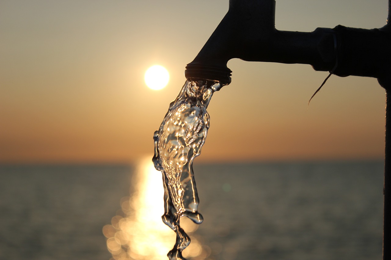 Water running from a tap
