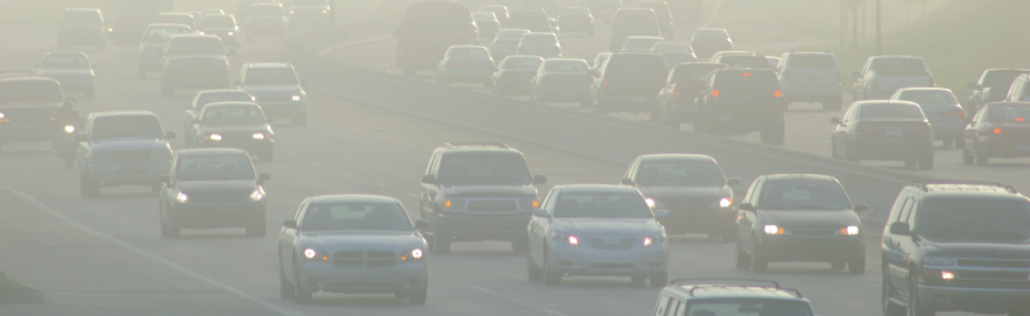 Emissions from cars on a freeway.