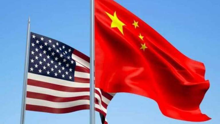 United States and China Flags.