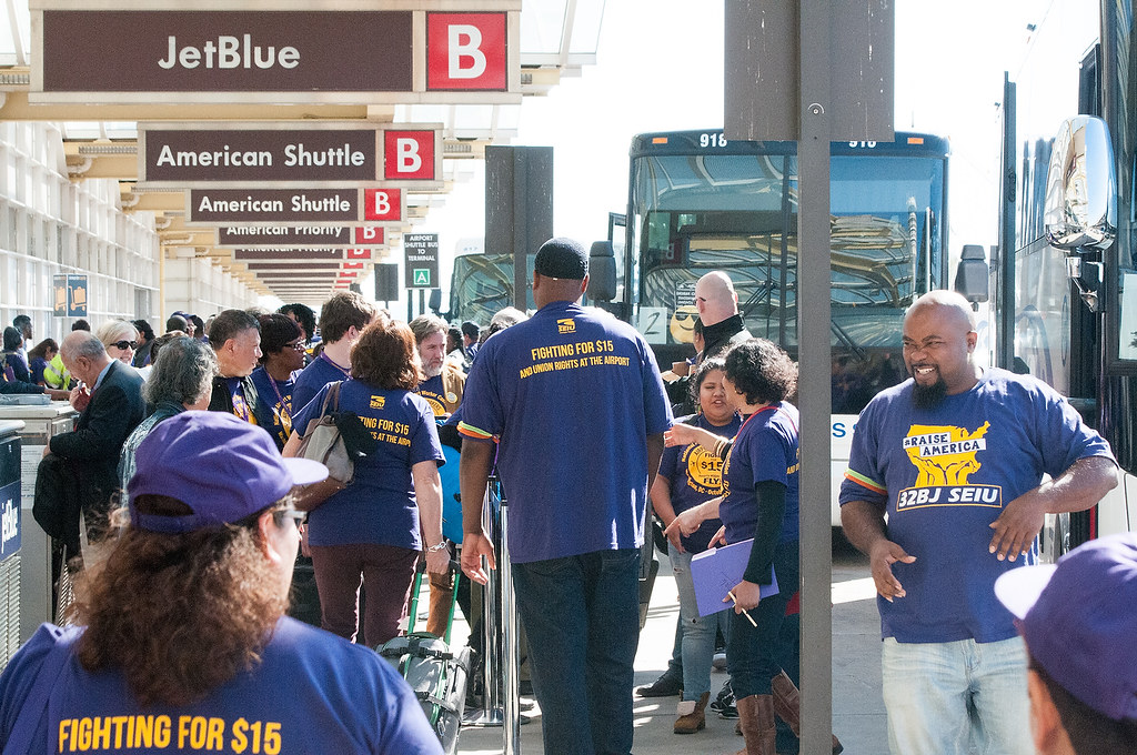 Airport Workers Fight For $15 Rally at Reagan National Washington DC