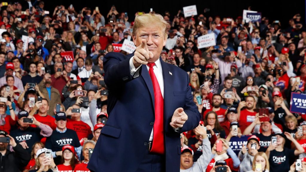 Trump at a rally during the impeachment process.