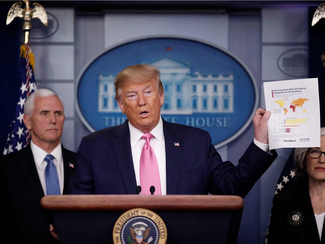 Trump and Pence talking about coronavirus