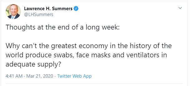 Lawrence H. Summers tweet 