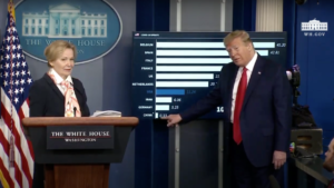 Trump and Truth: Everything He Says Is Bullshit. One of Trump's COVID-19 updates with coronavirus response coordinator Deborah Birx. (White House photo)