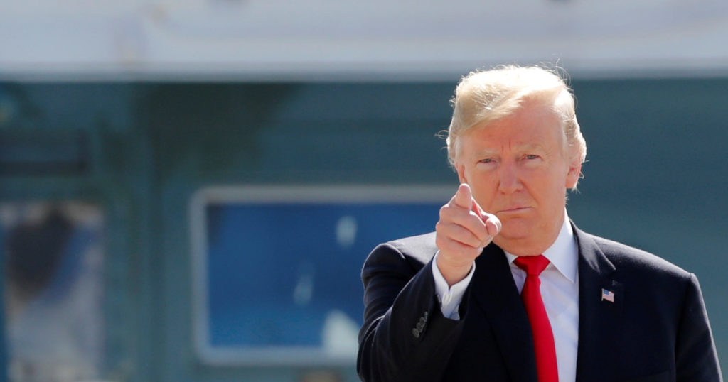 Coronavirus-Related Contracts:: Trump pointing at camera