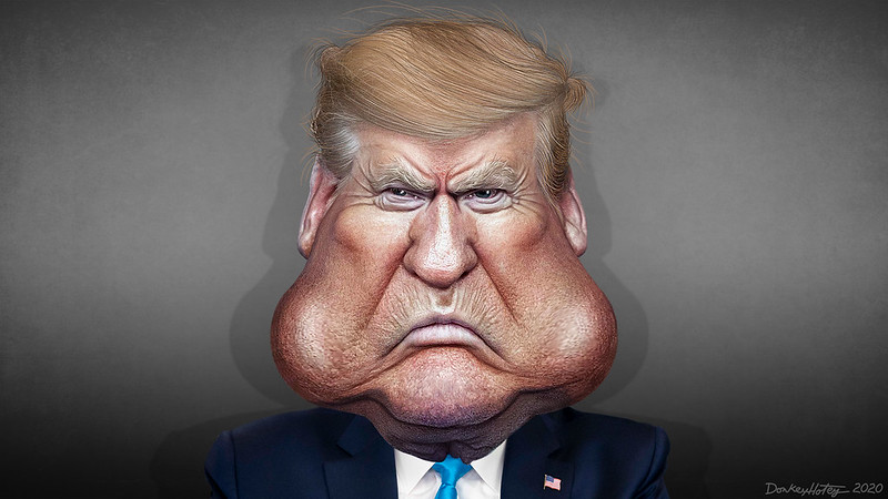 Trump Needs Democrats More Than Senate Republicans. A illustration of Trump by donkeyhotey