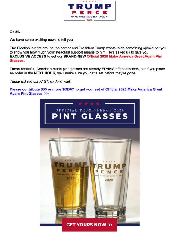 Trump pint glasses