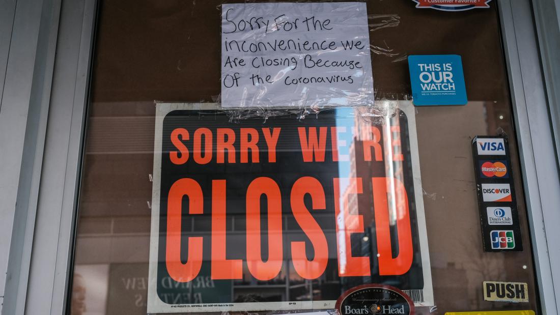 The 2020 Election: sign from a store closed due to the pandemic.