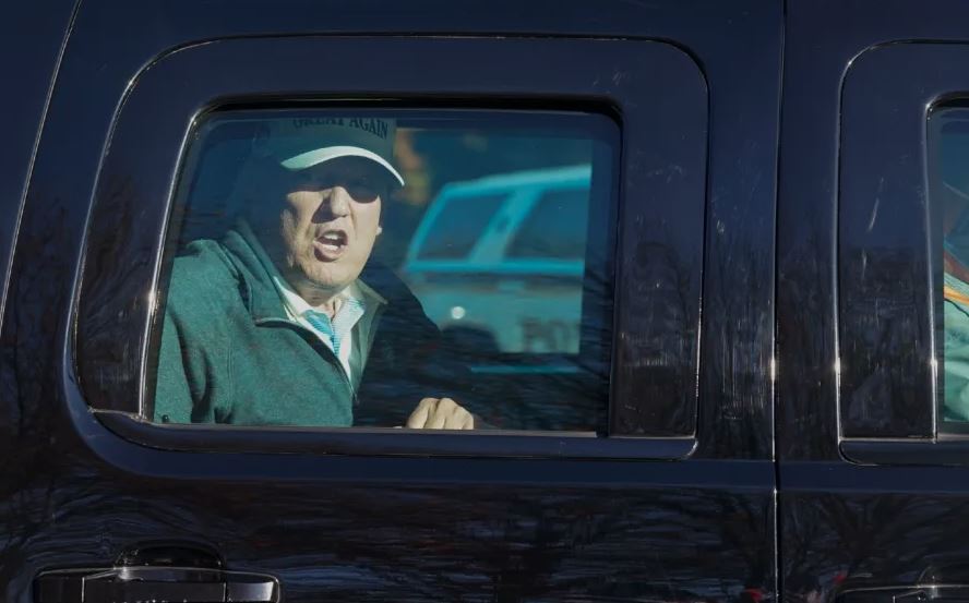 Presidential Transition: Trump post election in a car.