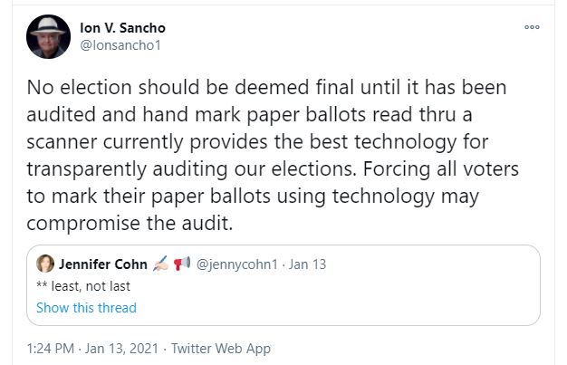 Voting technology: tweet by voter.