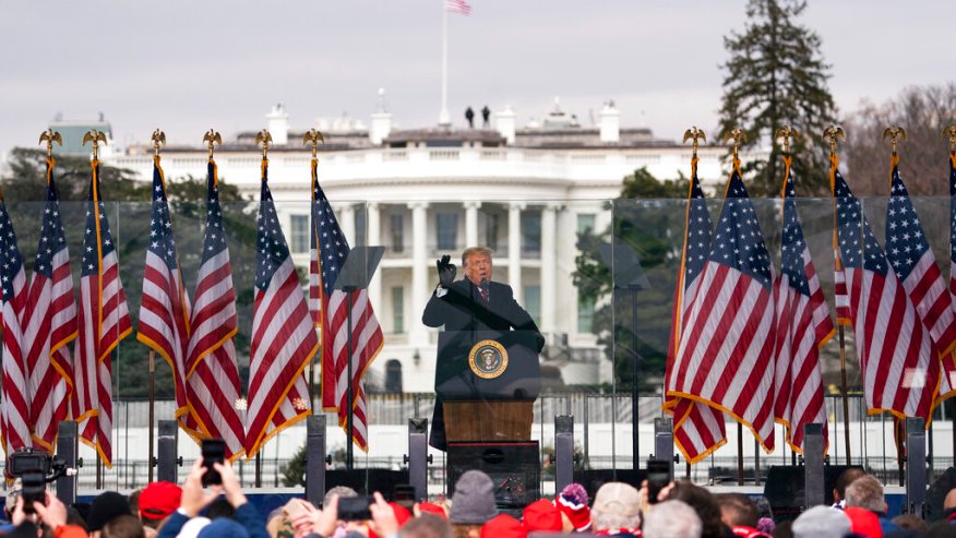 Twenty Fifth Amendment: President Donald Trump speaks during a rally protesting the Electoral College certification of Joe Biden as President, Wednesday, Jan. 6, 2021, in Washington. (AP Photo/Evan Vucci)