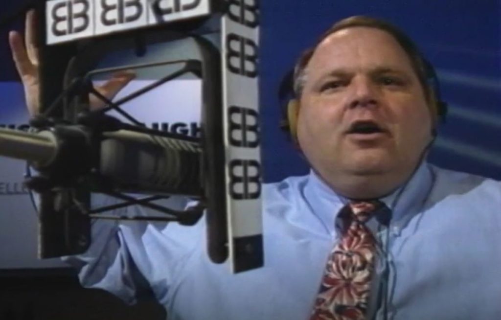 Rush Limbaugh on the air in 1992. (Blaise Media/IMDB)