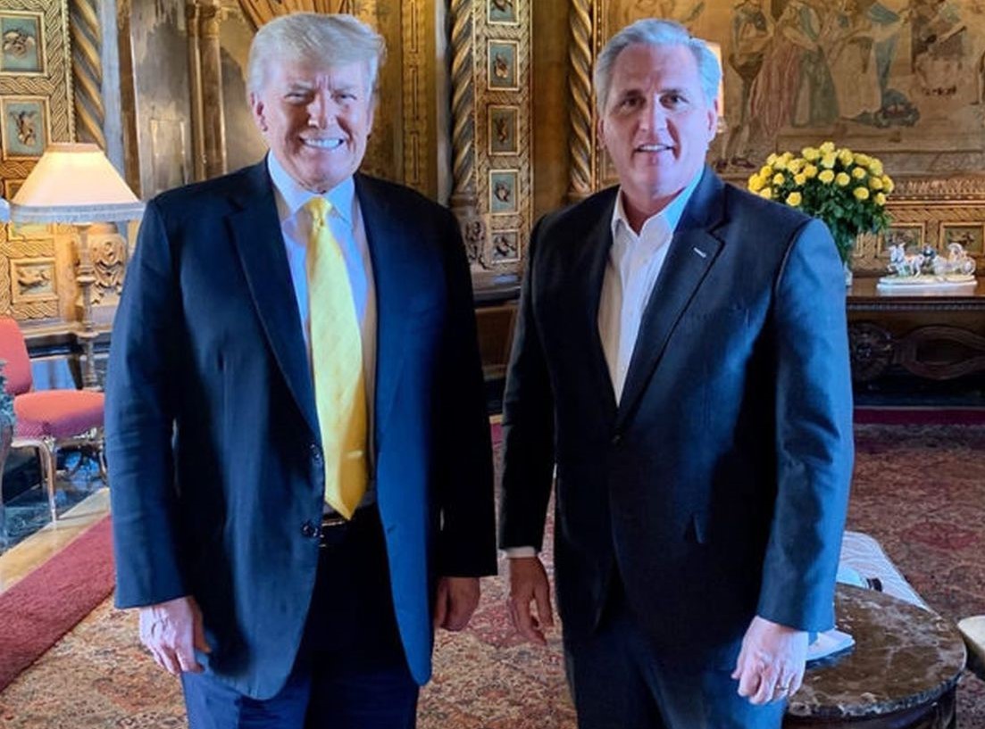 Trump with House Minority Leader Kevin McCarthy R-Calif.) at Mar-a-Lago in Florida. (Kevin McCarthy photo)