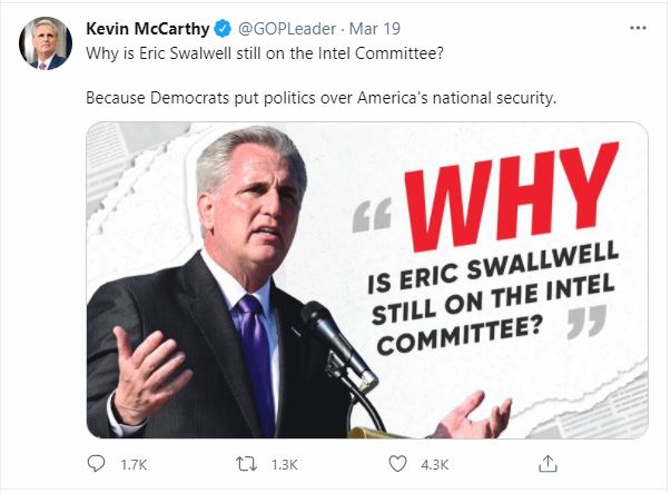 Kevin McCarthy Tweet About Swalwell.