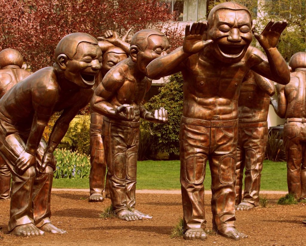 Unvaccinated: A-maze-ing Laughter by Chinese artist Yue Minjun in Vancouver, B.C., Canada. (JudaM/Pixabay)