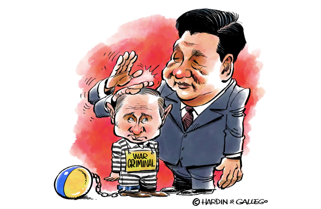 Xi Has A New Pet and He’s Been A Naughty Boy Xi and Putin cartoon