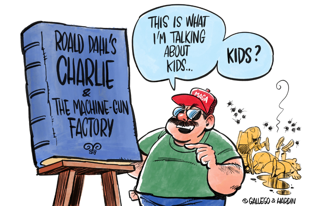 Protecting Our Children from What?!? Gun Violence political cartoon
