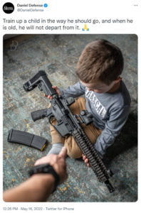 Daniel Defense tweet of a child with an AR-15