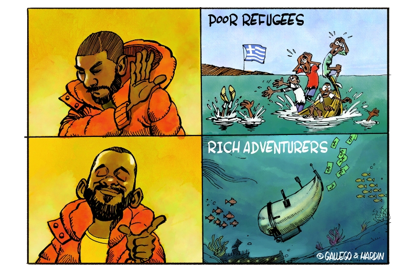 political cartoon from Gallego and Hardin