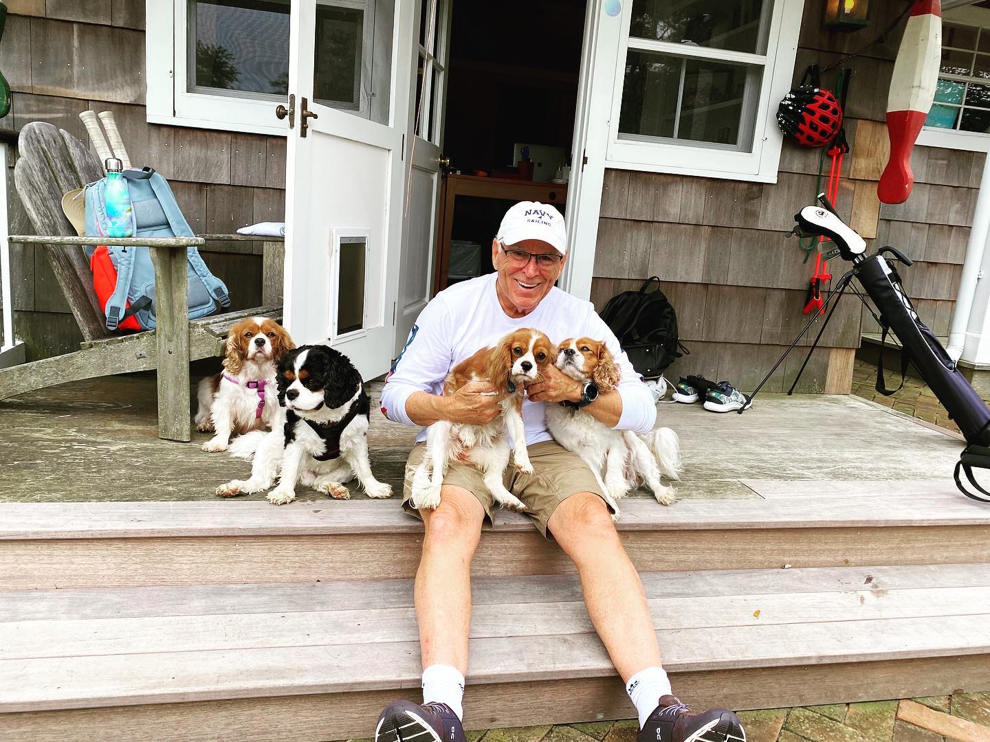 Jimmy Buffett with his dogs