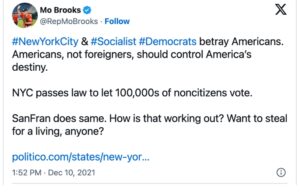 Tweet of Rep. Mo Brooks