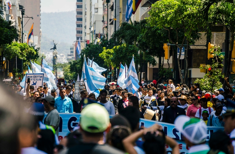 People in the street protesting