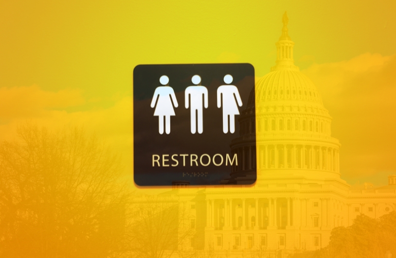 restroom sign at capital that includes transgender