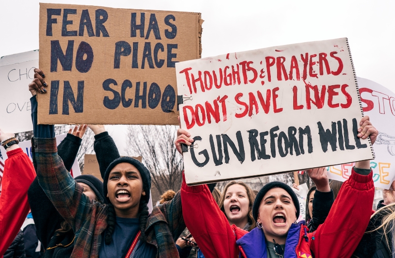 Supporters of gun reform in protest.