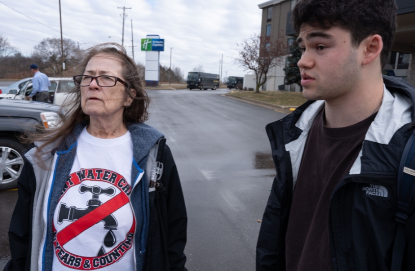 Women and young man in Flint, Michigan