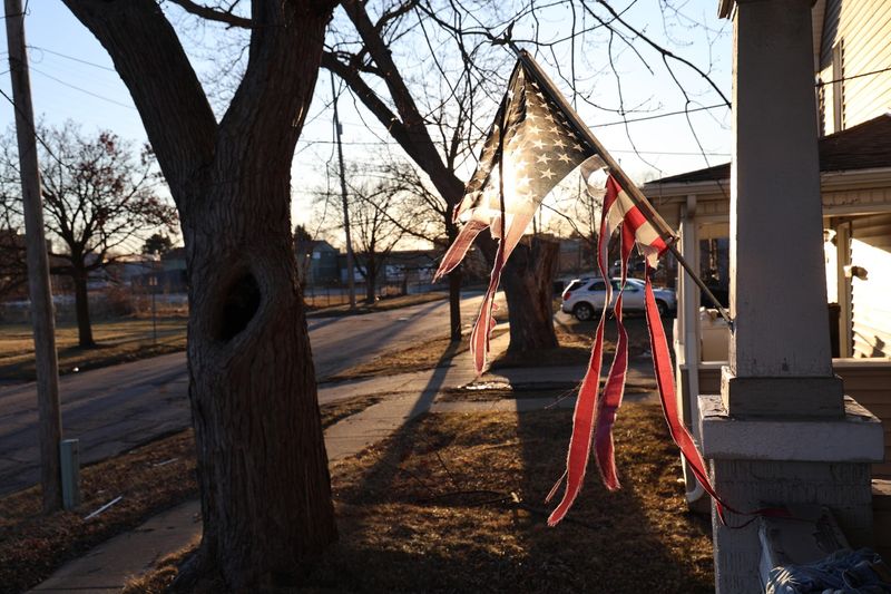 Tattered American Flag in Flint