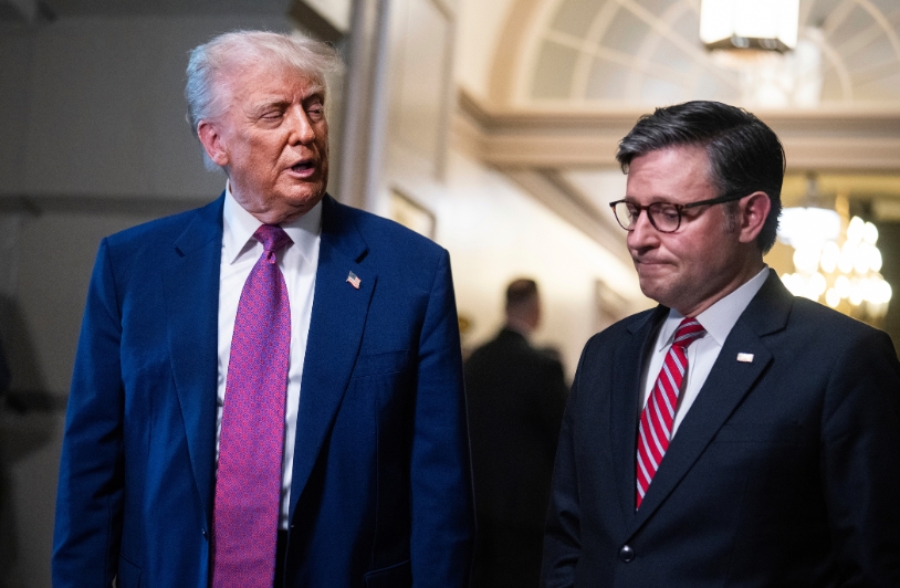 Trump and Speaker Johnson after budget meeting