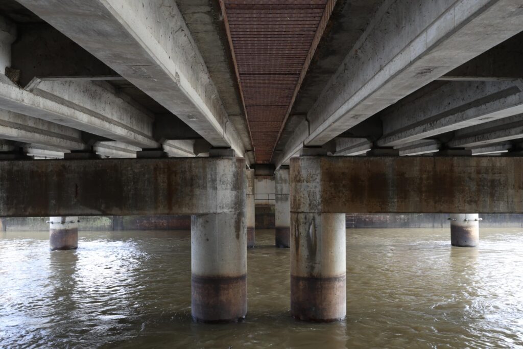 Water under overpass in Flint