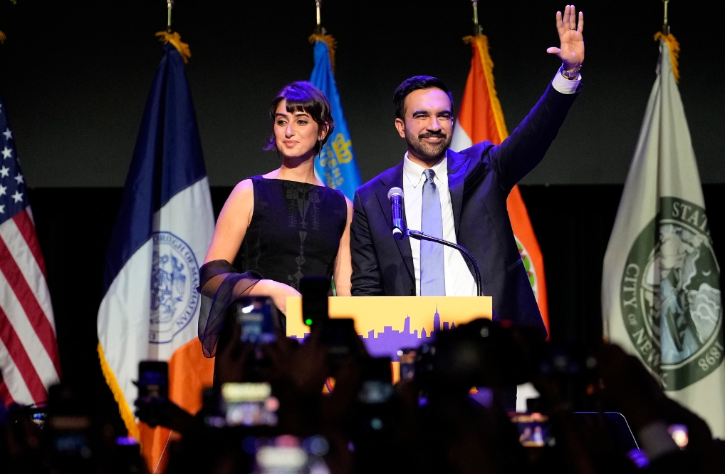 New York City Mayor elect Zohran Mamdani, right, and his wife Rama Duwaji