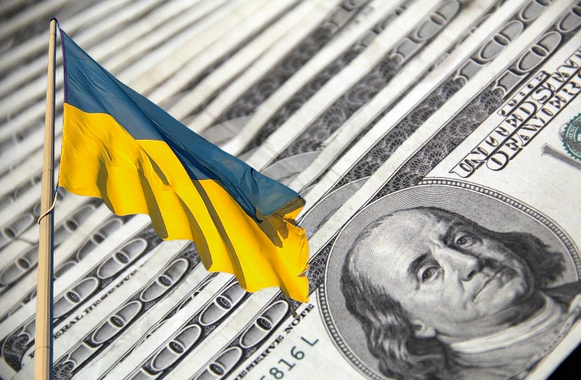 Trump Selling Ukraine for Cash Ukraine flag and US cash