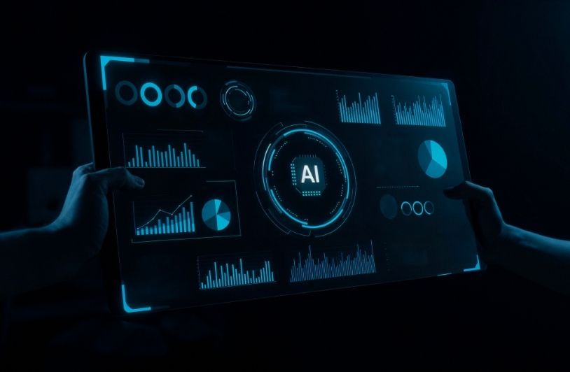 Futuristic ai dashboard display