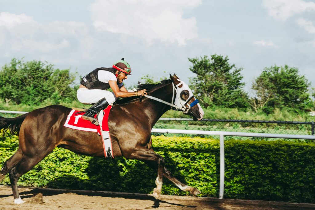 Jockey riding horse