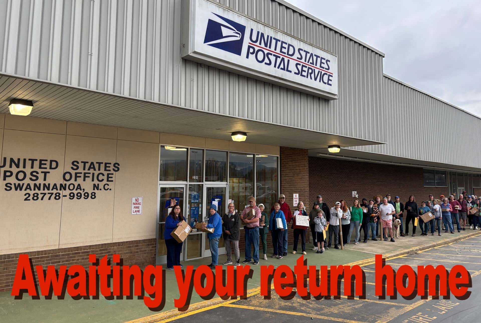 People lined up outside of a US Post Office