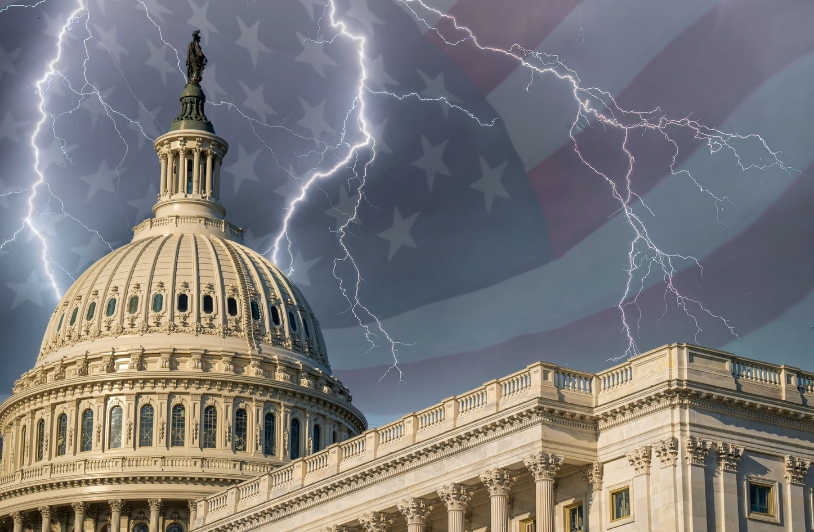 A Fourth Without Soul US capitol with storm
