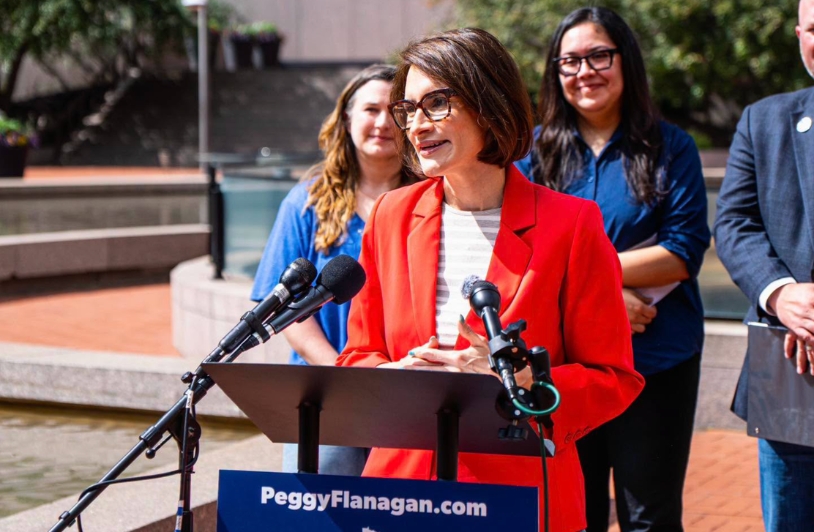 Peggy Flanagan Could Make History for Native American Women in November. She’s Not the Only One. Peggy Flanagan addresses a crowd